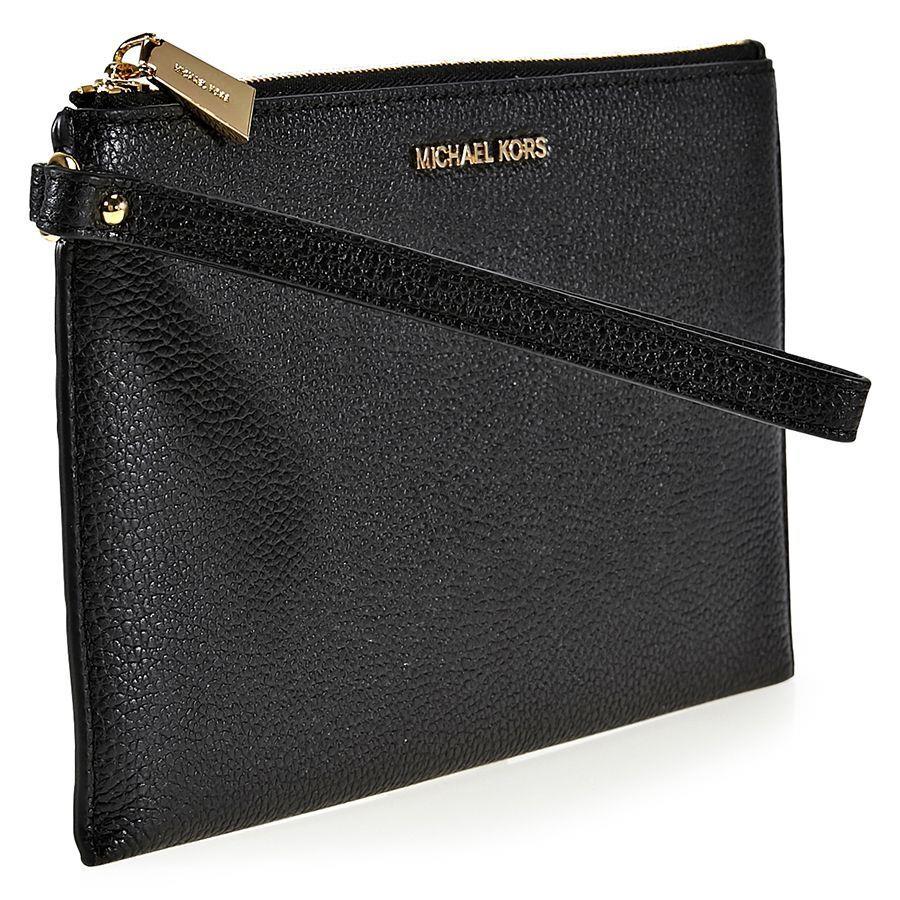 Michael Kors Mercer Black Leather Pebbled Women`s Clutch Wristlet