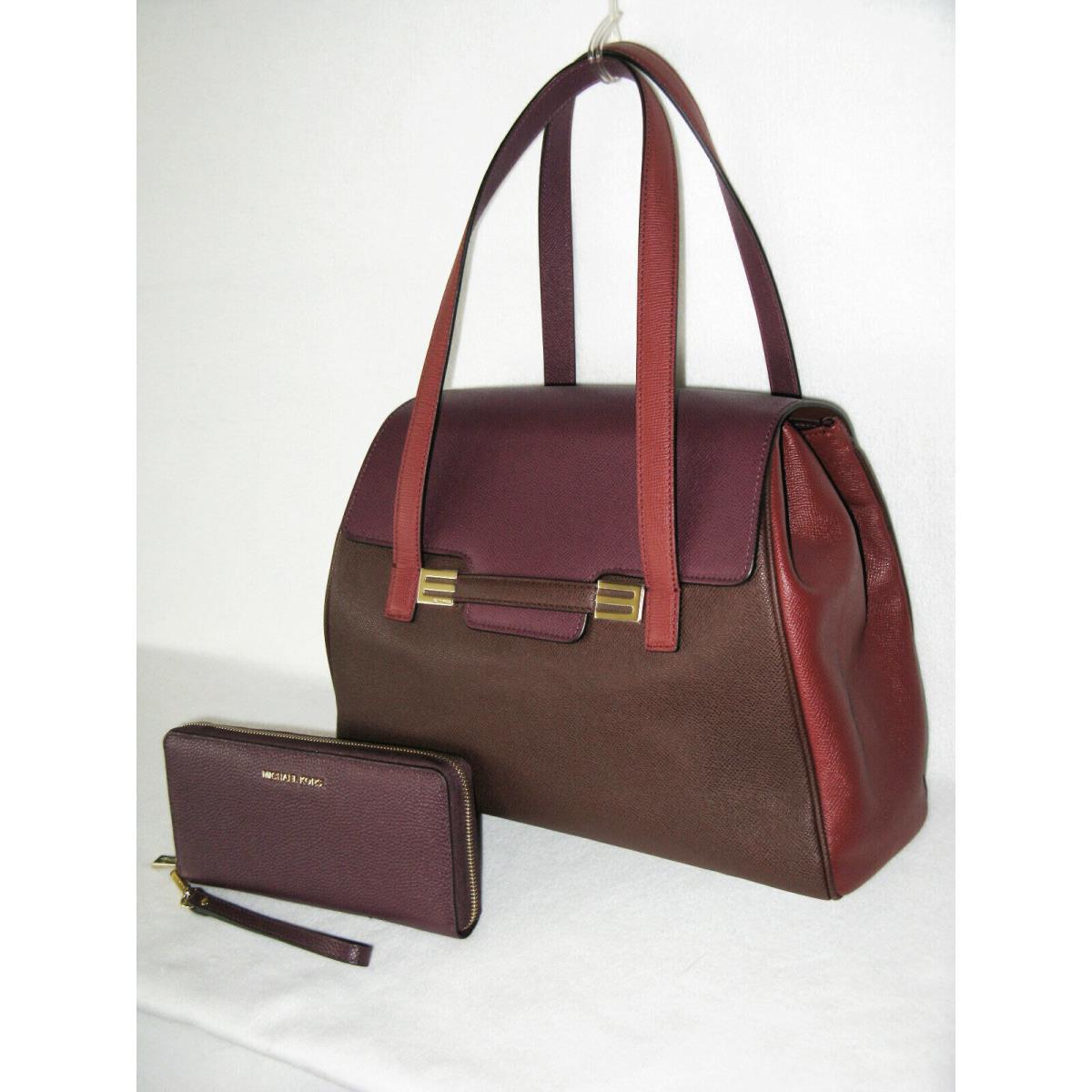 Etro Dramatic Purple Red Brown Color Block Tote Michael Kors Wallet