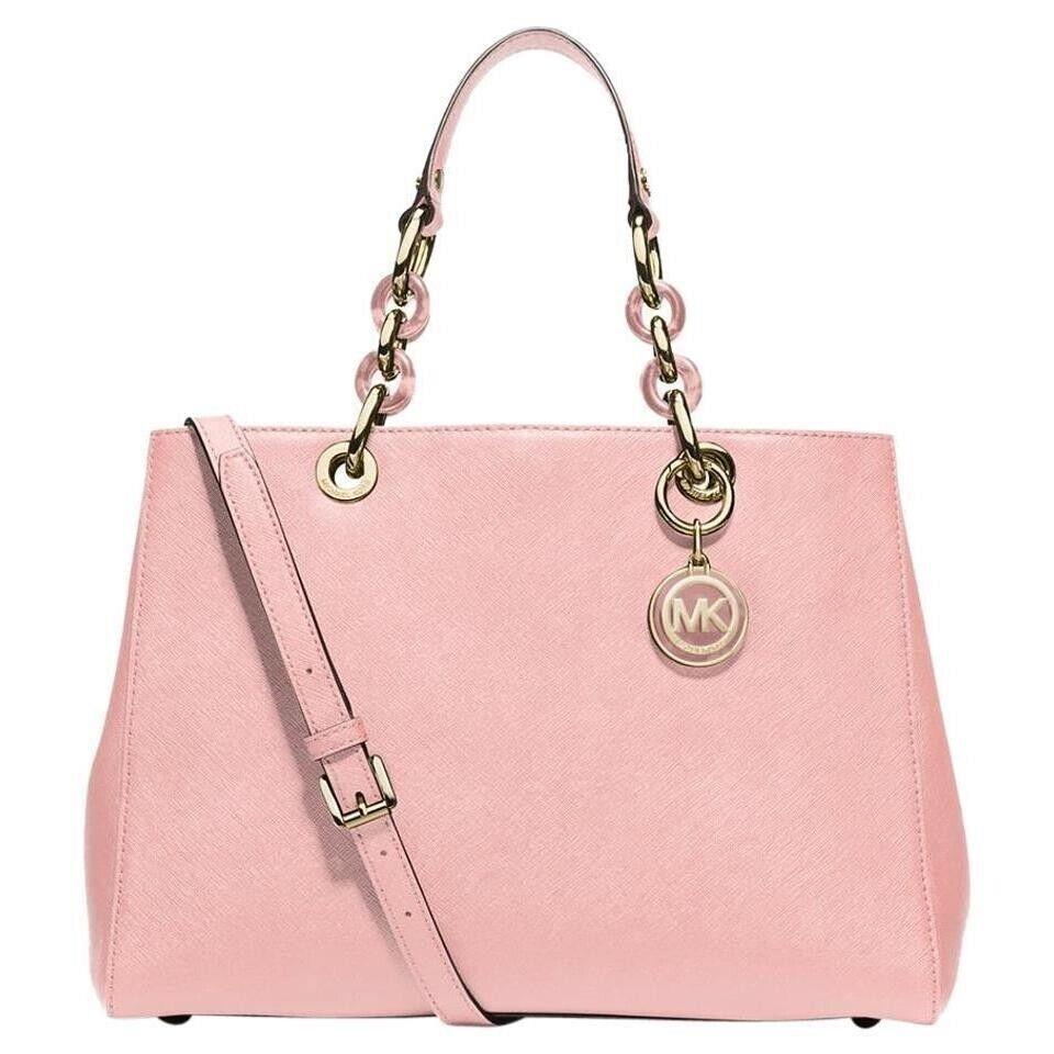 Michael Kors Cynthia Satchel Medium Handbag Pale Pink Shoulder Bag Purse