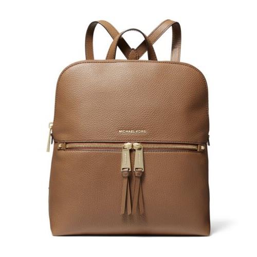 Michael Kors Raven Leather Backpack Luggage Gold Tone Hardware Medium Leather