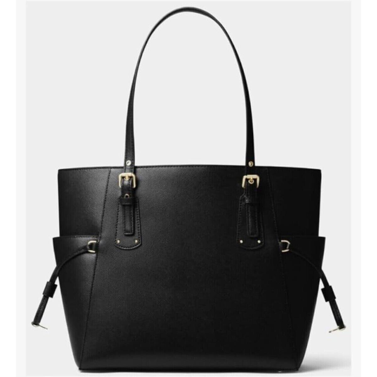 Michael Kors Voyager Leather East West Tote Shoulder Bag In Black