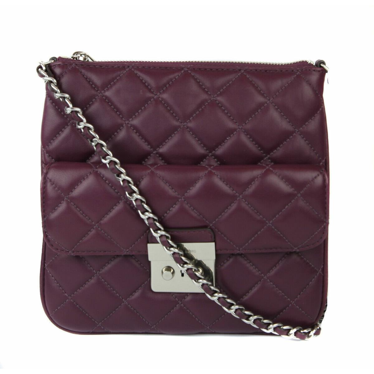 Michael Kors Crossbody Sloan Medium Swing Pack Quilted Plum Purple Leather