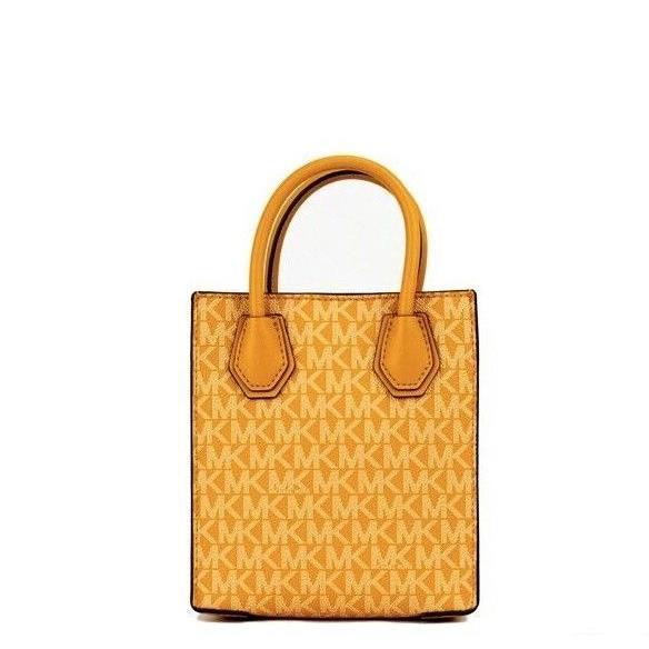 Michael Kors Women`s Mercer XS Honeycomb Gold Signature Pvc North South Shopper