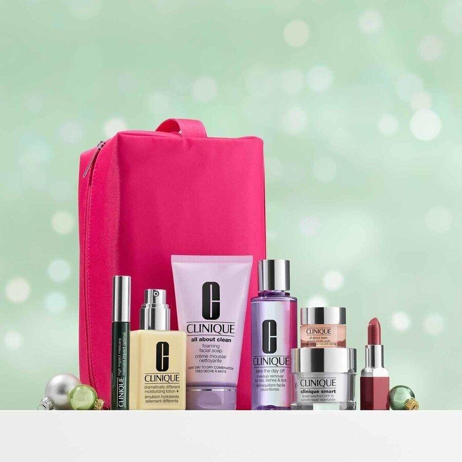 Clinique Best Of Clinique Skincare Gift Set Pink Cosmetic Bag - Pink