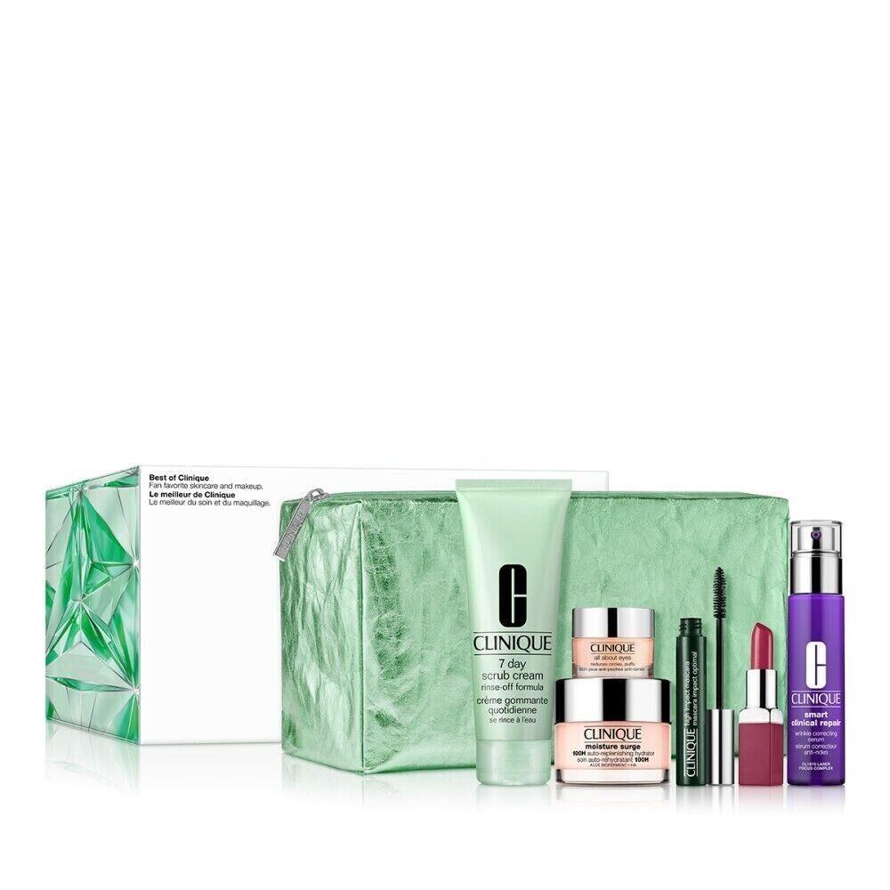 Clinique Best Of Clinique Skincare Gift Set Green Cosmetic Bag