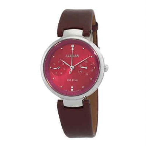 Citizen L Eco-drive Red Dial Ladies Watch FD1100-10X