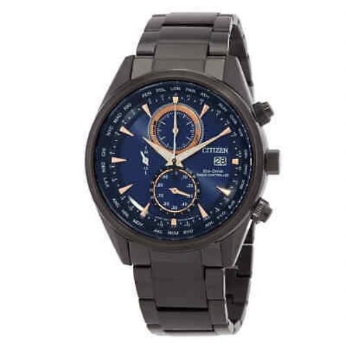 Citizen Radio-controlled Perpetual Chronograph Blue Dial Men`s Watch AT8265-81L - Dial: Blue, Band: Black IP, Bezel: Black IP