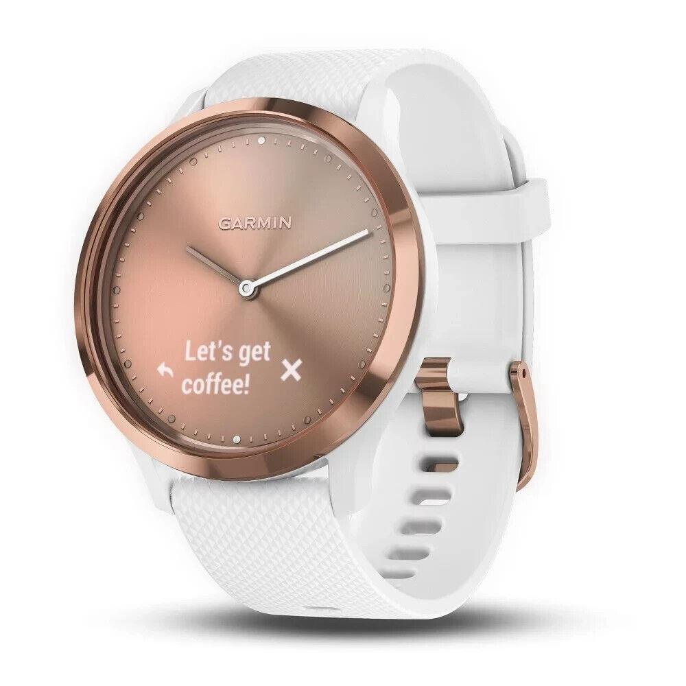 Garmin Vivomove HR Sport Fitness Hybrid Smart Watch In White Rose Gold