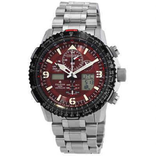Citizen Promaster Perpetual Analog-digital Red Dial Men`s Watch JY8086-89X - Dial: Red, Band: Silver-tone, Bezel: Silver-tone