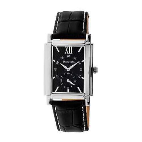 Heritor Automatic Frederick Leather-band Watch - Silver/black