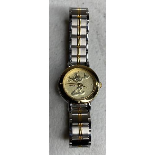 Vintage 1990s Lorus Disney Mickey Mouse Gold Tone Quartz Watch RZK370 Mib