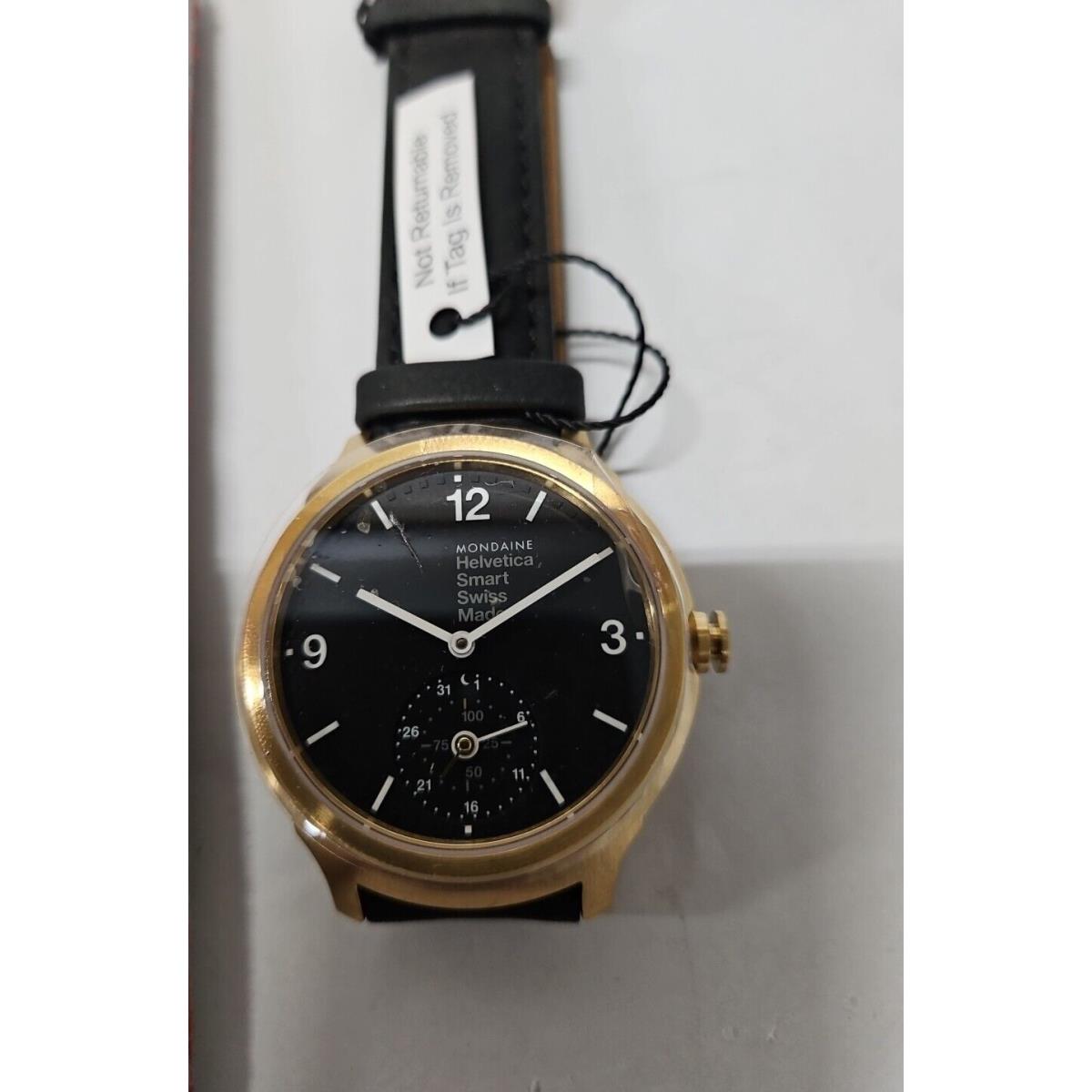 Mondaine Helvetica No 1 Bold Smart Gold Tone Black Dial Watch MH1.B2S20.LB
