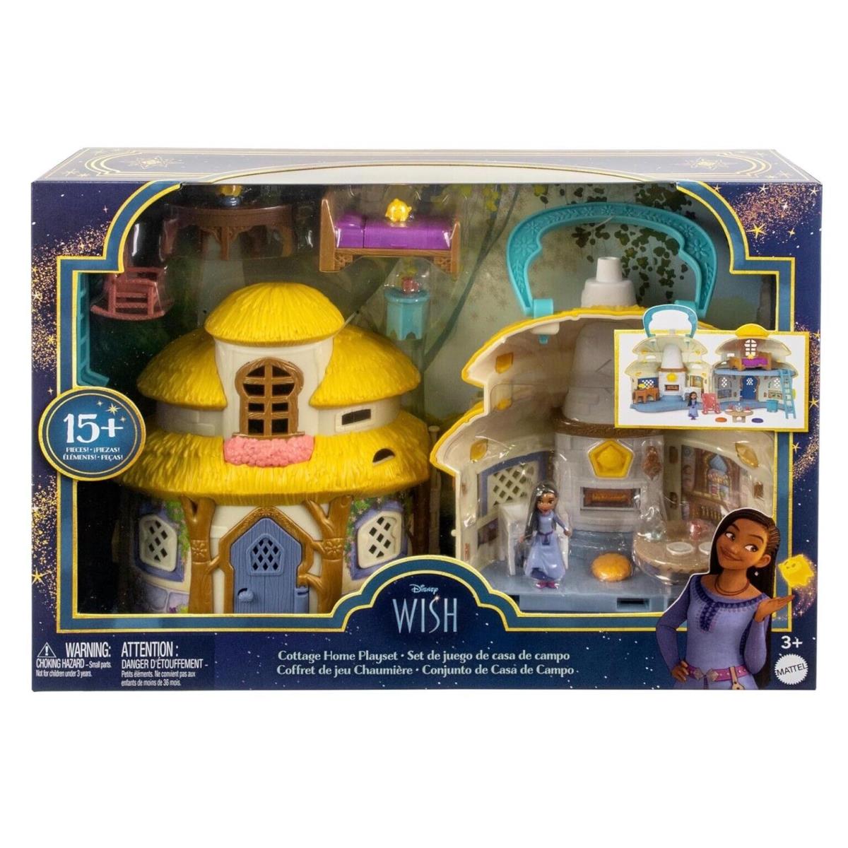 Mattel Disney Wish Mini Doll Dollhouse Playset Asha of Rosas Cottage 20 Pieces