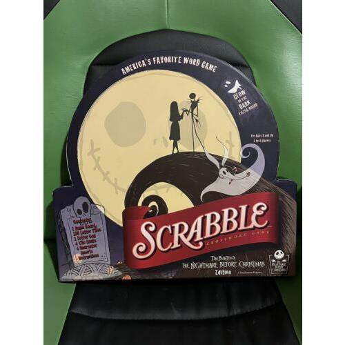 Scrabble Nightmare Before Christmas Edition Game Glow in The Dark Tiles Board