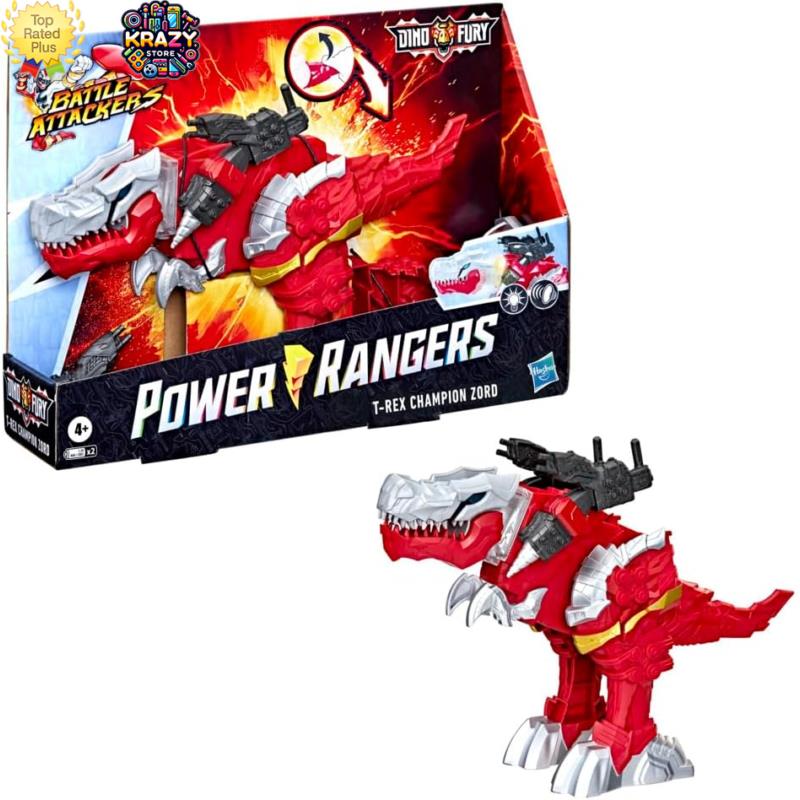 Dino Fury T-rex Champion Zord Power Rangers Battle Attackers Electronic Action F