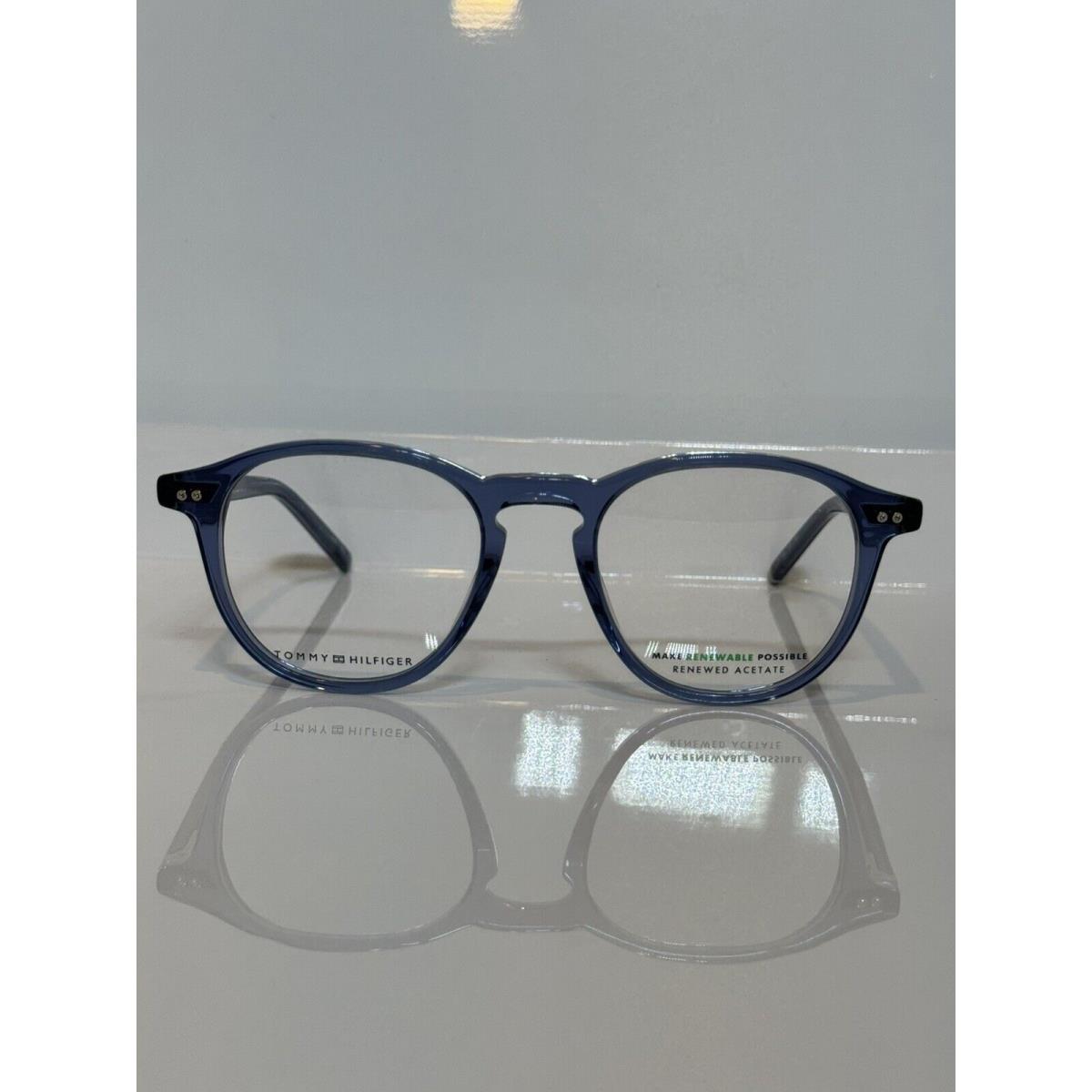 Tommy Hilfiger 1393 Pjp Crystal Blue Round Unisex Acetate Eyeglasses 48mm