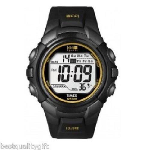 Timex Black Rubber Digital 24 HR Chronograph Indiglo Watch T5K442