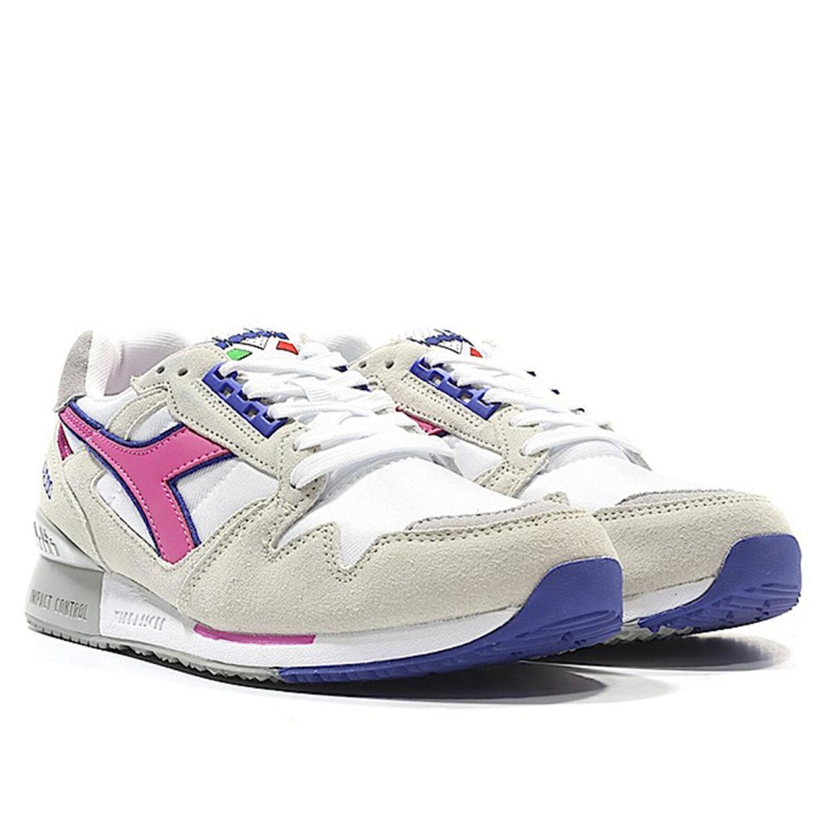 Men`s Diadora IC 4000 Nyl Athletic Fashion Everyday Sneakers C2375 - White/Tan/Pink