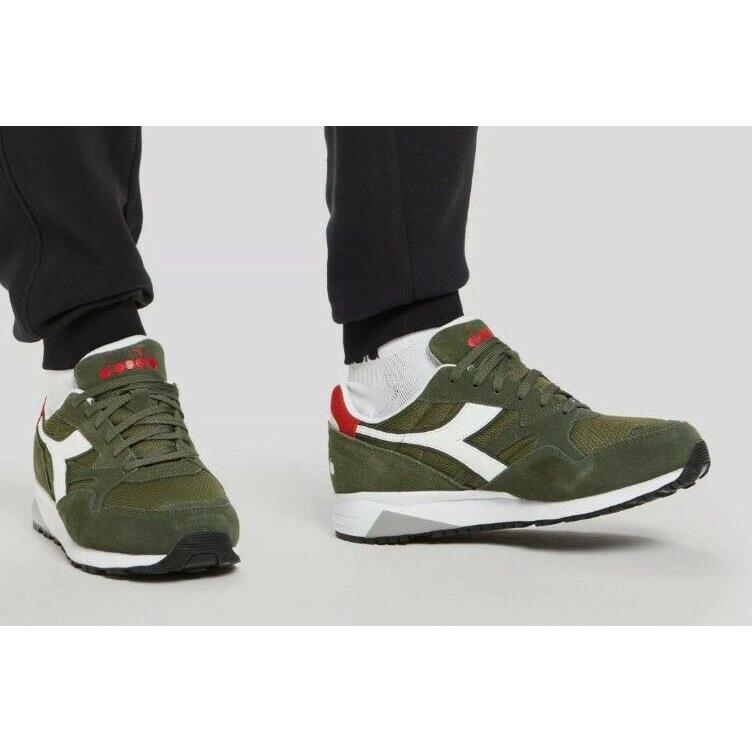 Diadora N9002 Mesh Italia Olive Green/ White/ Red Men`s Size 9.5