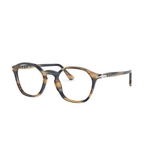 Persol PO3238V 1049 Striped Brown Grey Demo Lens Irregular 48 m Men`s Eyeglasses