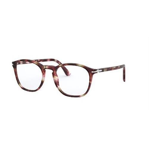 Persol PO3007VM 1125 Striped Bordeaux Green Demo Lens Square 52 Men`s Eyeglasses