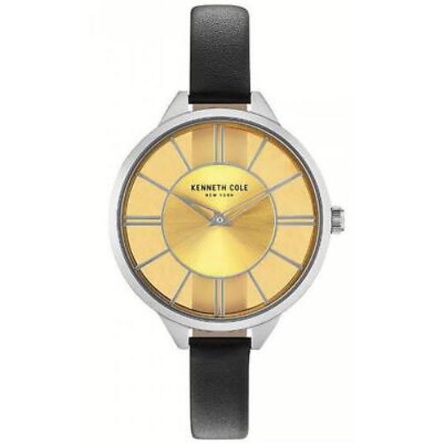 Women`s Kenneth Cole York Transparency Black Leather Strap Watch KC50538005