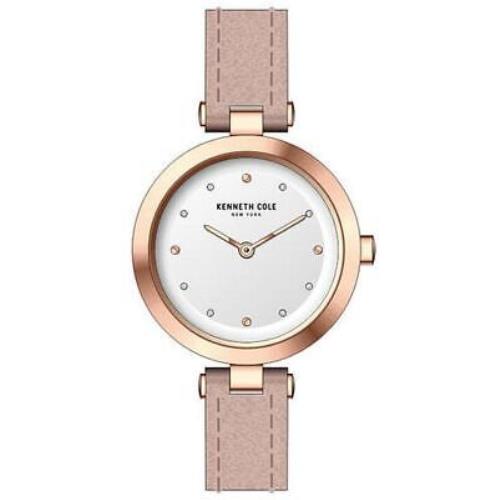 Women`s Kenneth Cole York Classic Pink Leather Band Watch KC50515003 - Pink