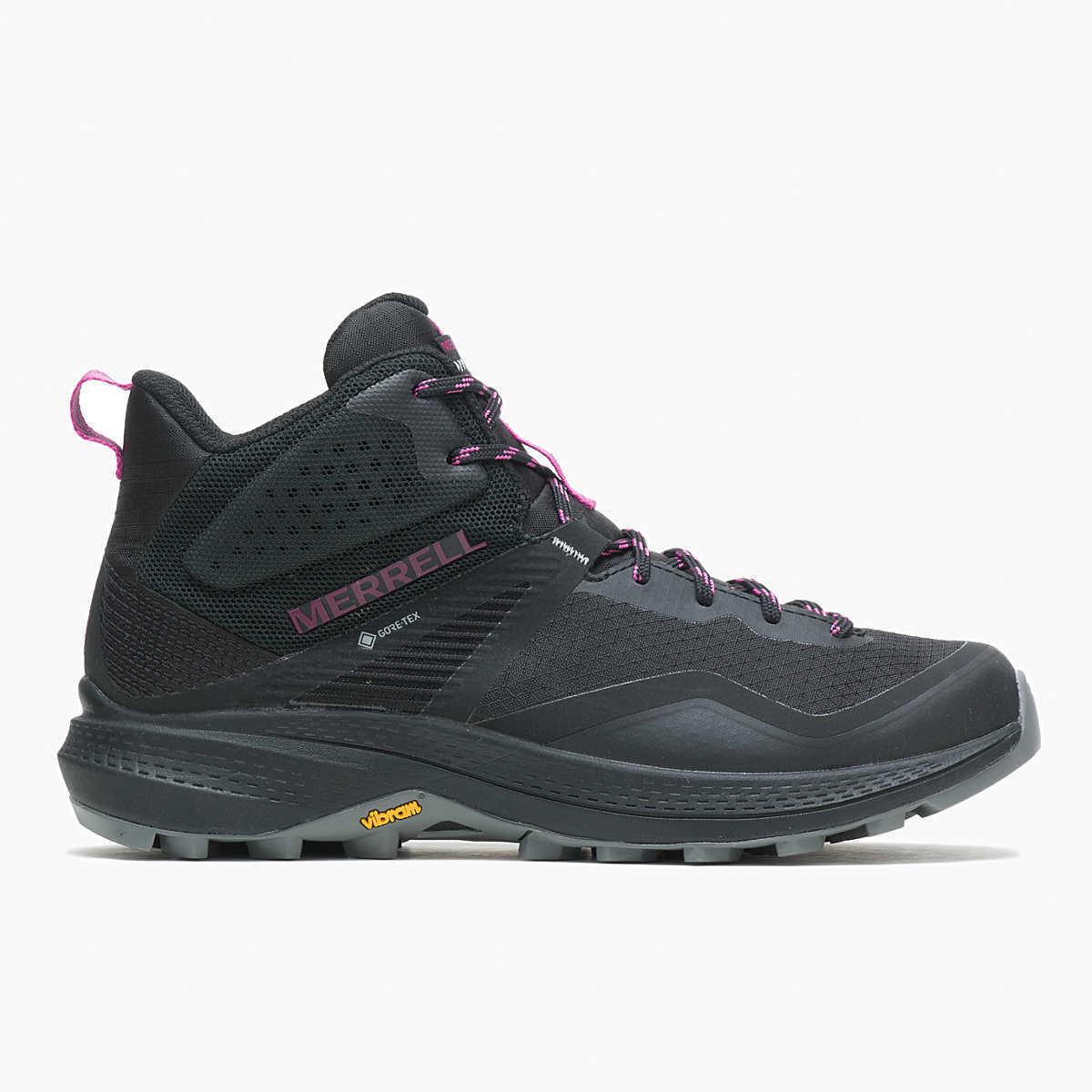 Merrell Women`s Waterproof Gore-tex Breathable Mesh Hiker Boots Removable Insole BLACK/FUCHSIA