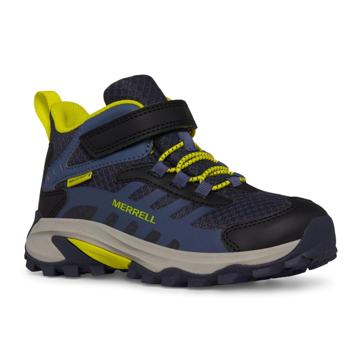 Merrell Kids Moab Speed 2 Mid A/c Waterproof Little Kid/big Kid Navy/Hi Viz