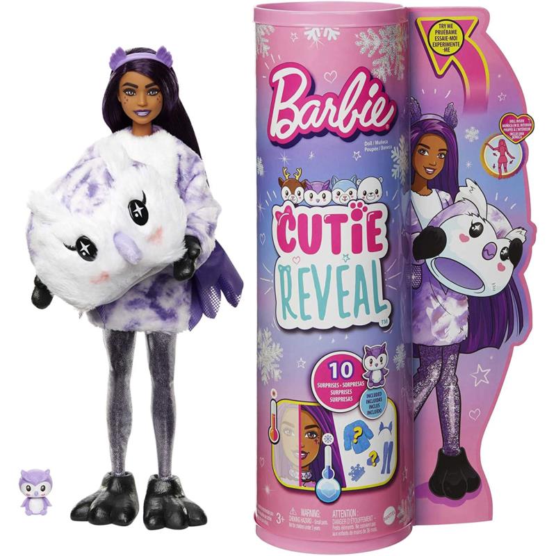 Barbie Cutie Reveal Doll Snowflake Sparkle Series Owl Plush Costume 10 Surpris