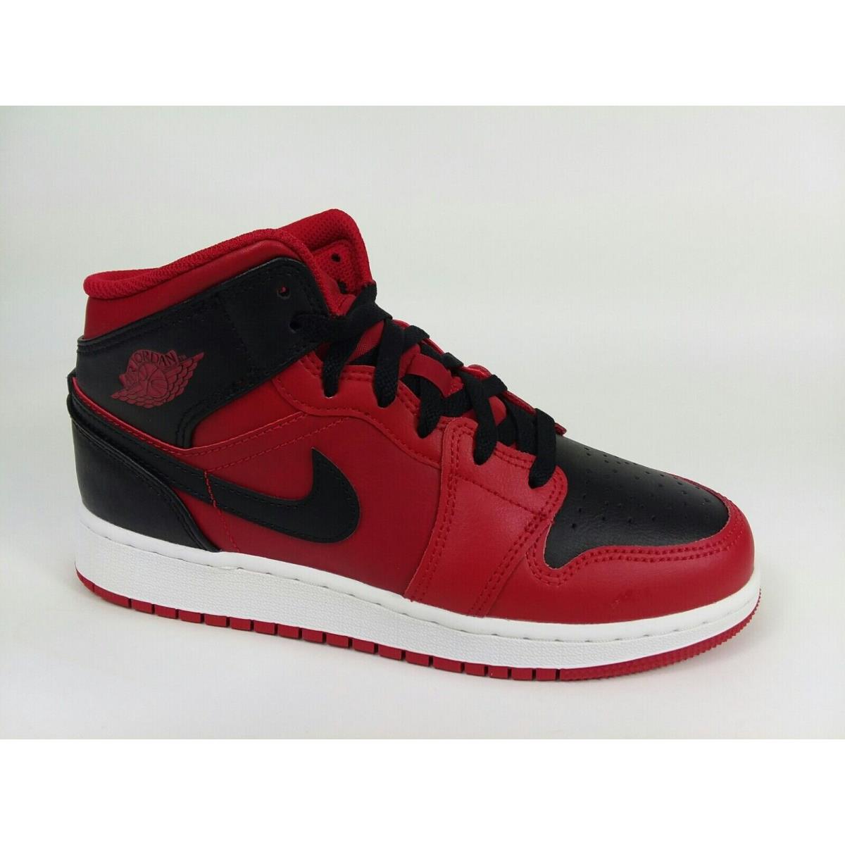 Air Jordan 1 Mid GS Reverse Bred Gym Red Black 554725 660 Size 5Y NO Lid