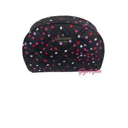 Kate Spade Jae Quilted Confetti Cosmetic Bag - Black, Exterior: Black