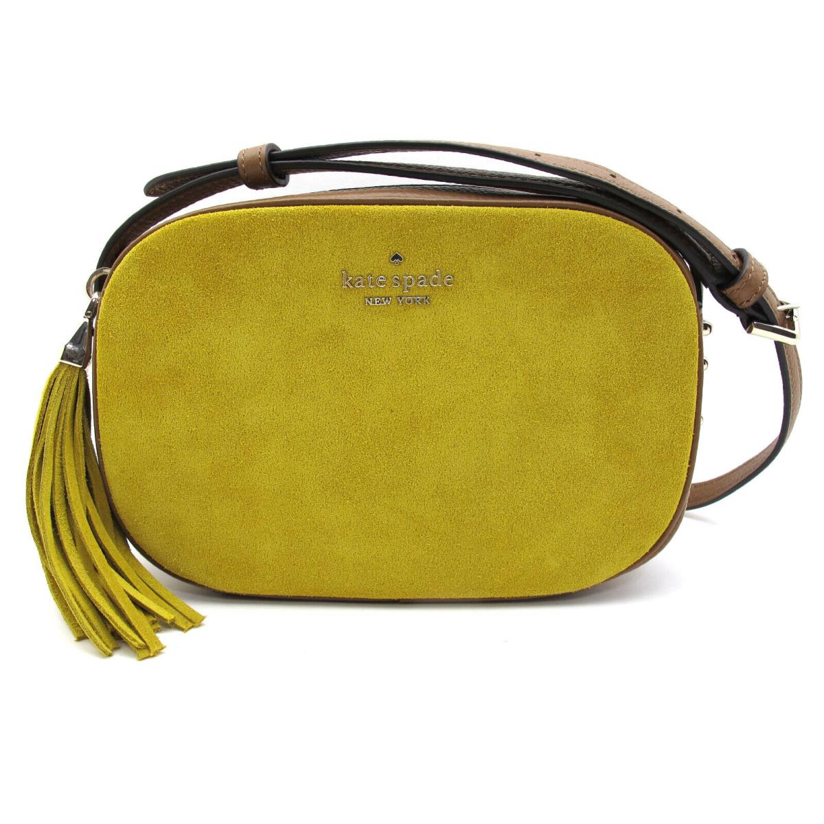 Kate Spade Kourtney Suede Leather Yellow Camera Crossbody Tassel