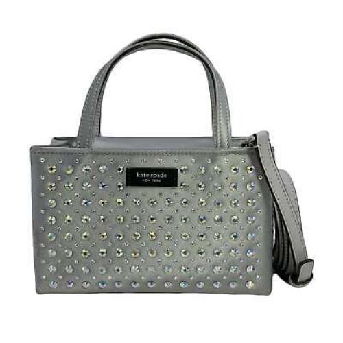 Kate Spade Sam Icon Crystal Embellished Fabric Mini Tote - Platinum Grey