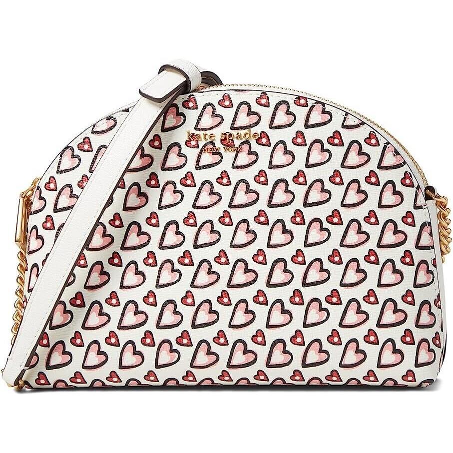 Kate Spade New York Morgan Valentines Heart Print Dome Crossbody Cream