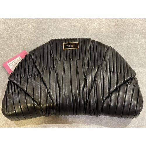 Kate Spade Patisserie Pleated 3d Croissant Clutch Crossbody - Black