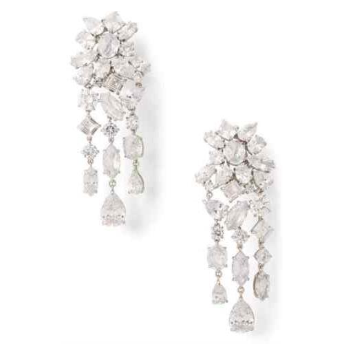 Women Kate Spade New York Crystal Statement Drop Earrings in Clear/silver