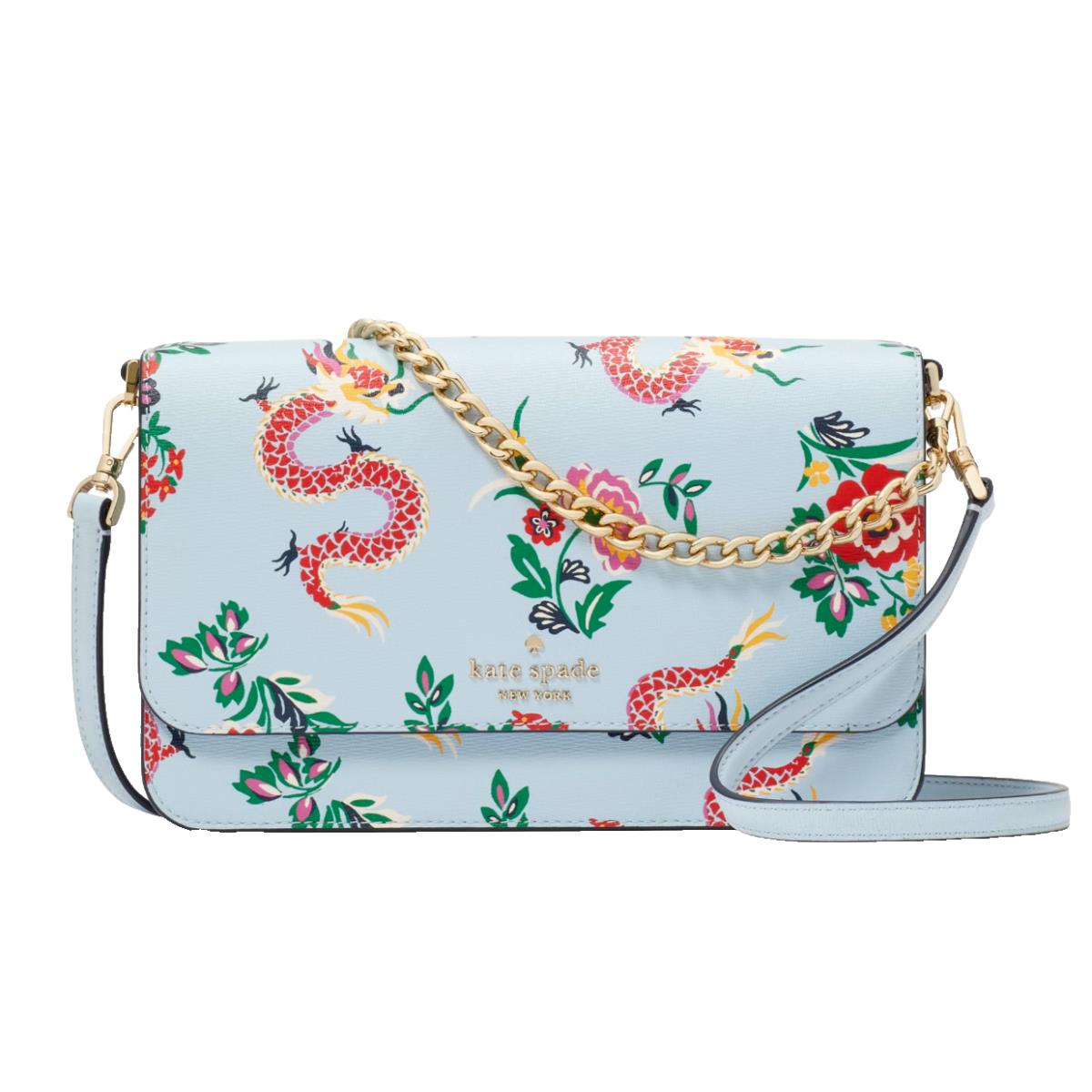 New Kate Spade Madison Dragon Printed Flap Crossbody Saffiano Flame Multi