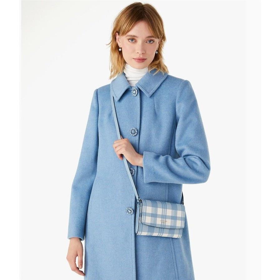 Kate Spade Perry Wallet on a String Blue Gingham Plaid Multi