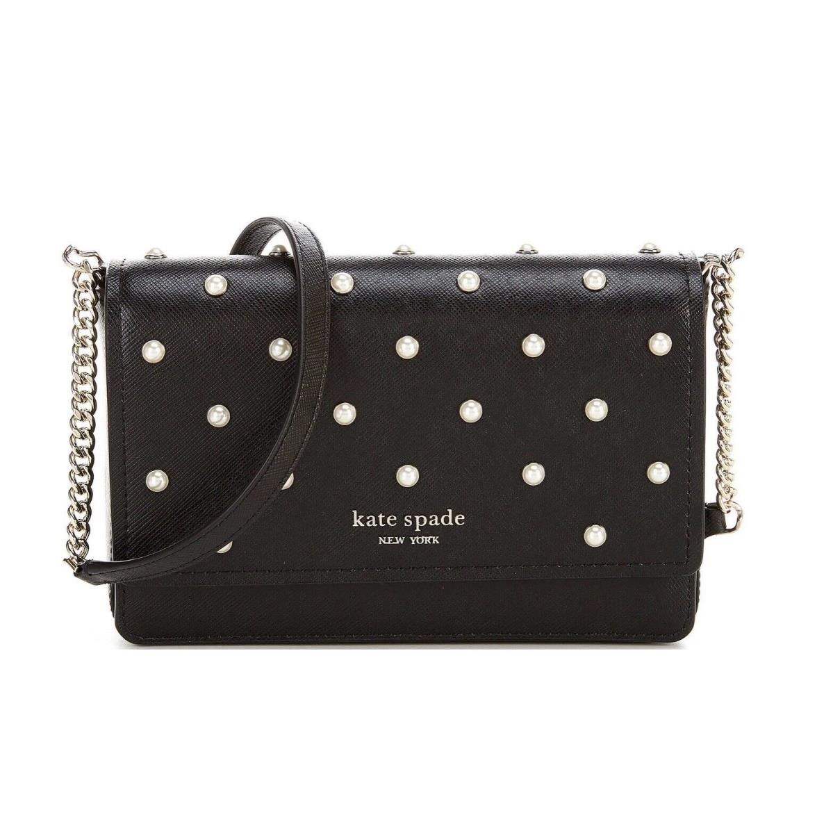Kate Spade Mini Pearl Flap Chain Wallet Black