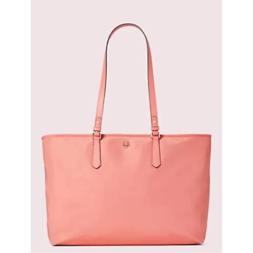 Kate Spade Taylor Nylon Tote Large Pink Leather Trim Shoulder Bag Top Zip