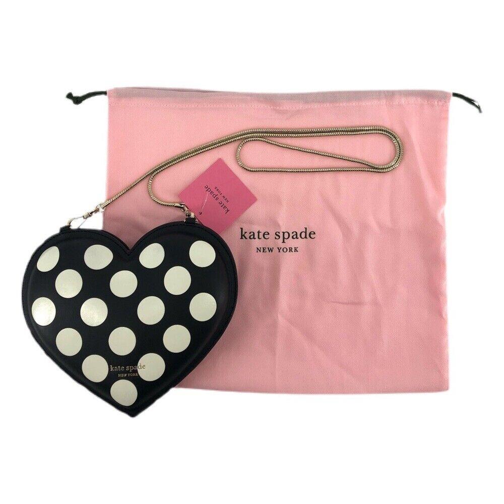 Women`s Kate Spade Black White Bikini Dot Heart Crossbody