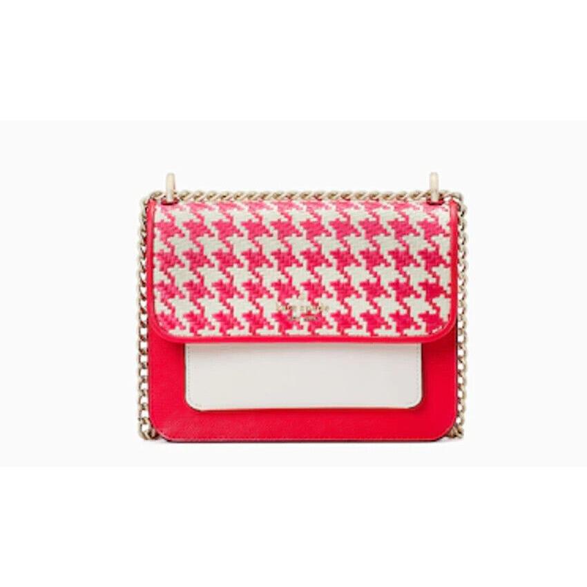 Kate Spade Remi Red Houndstooth Flap Chain Crossbody