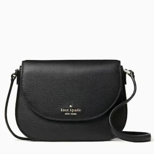 Kate Spade Leila Mini Flap Crossbody Black 6x8x2 Pebbled Leather WLR00396