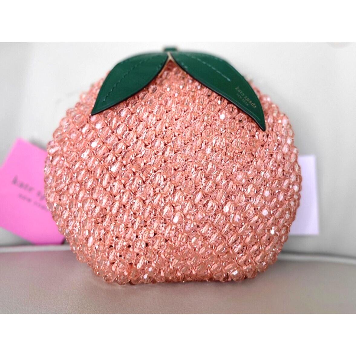 Kate Spade NY Embellished Crochet 3d Peach Bellini Crossbody Clutch Rare