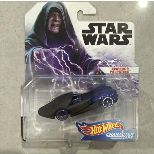 Star Wars Hot Wheels Character Cars Emperor Palpatine 2017 on Card Very Rare