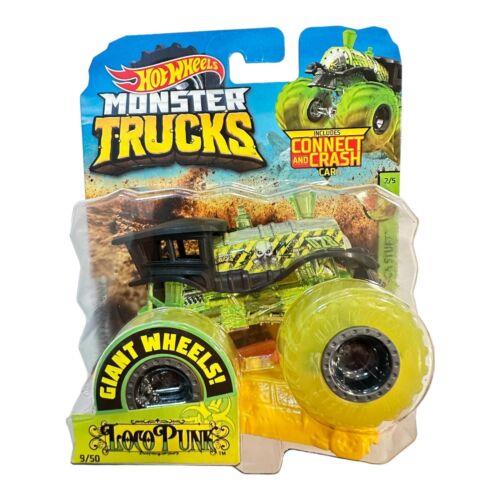 Monster Trucks Loco Punk 9/50 2018 Hot Wheels Connect Crash Car - yellow/green