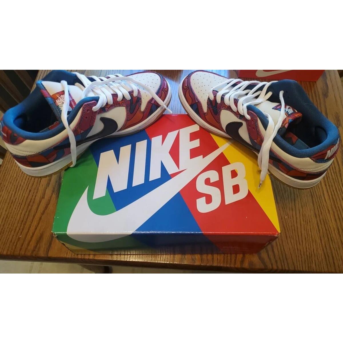 Nike SB Dunk Low x Parra Abstract Art Size 9.5 DH7695-600 Oop - Fireberry / Black