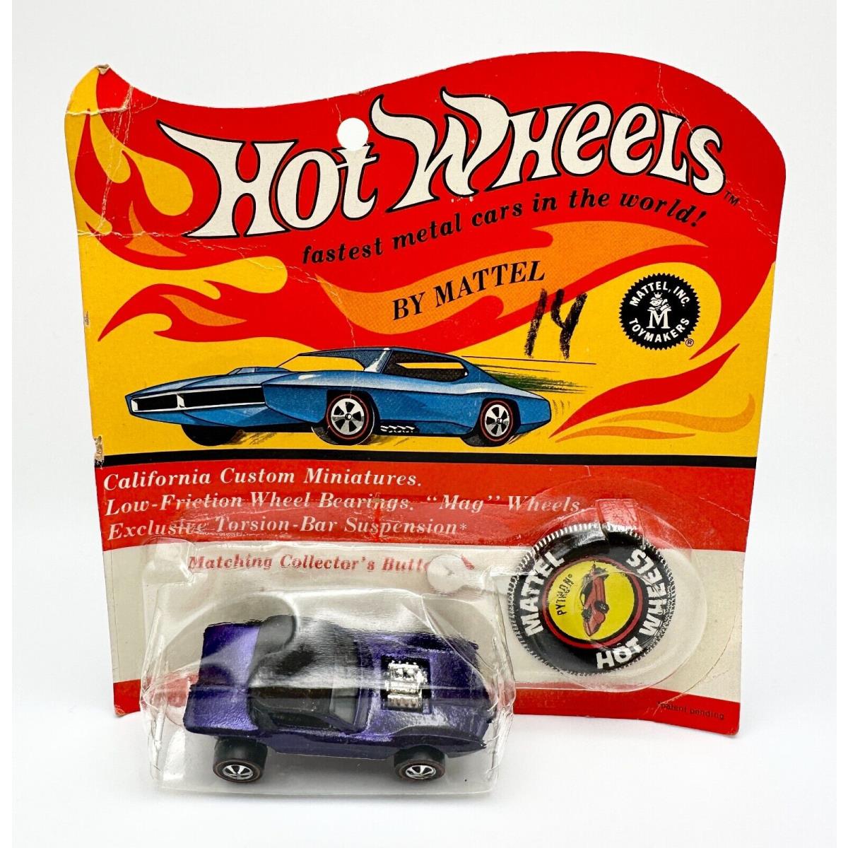 Vintage Hot Wheels Redline 1968 Rich Purple Python US - Cheetah Blisterpack BP