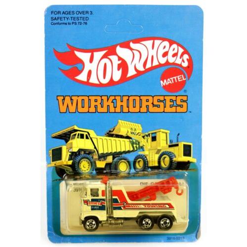 Vintage Hot Wheels Rig Wrecker Workhorses 3916 Nrfp 1981 White 1:64 W/protecto